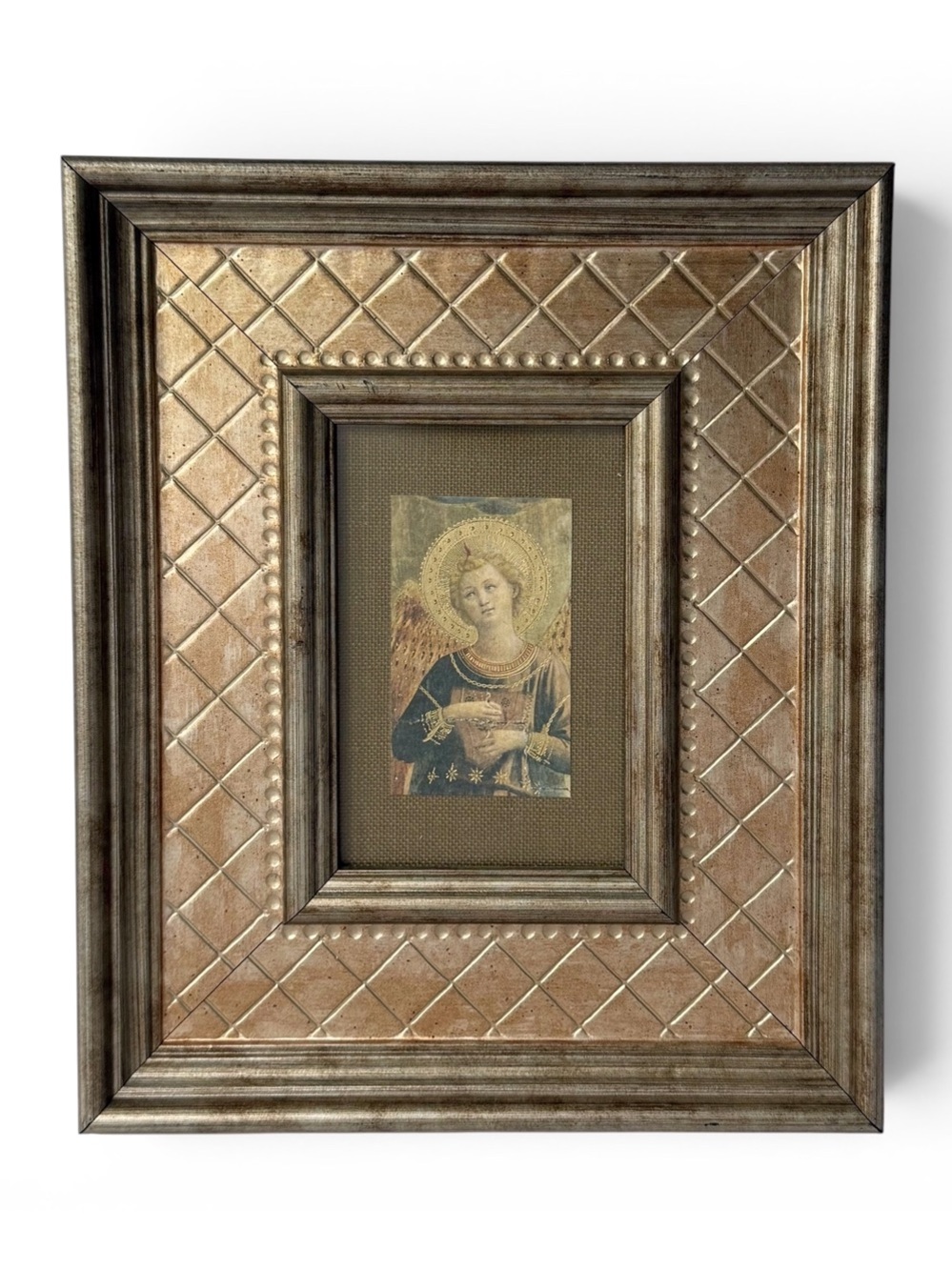Renaissance Fra Angelico Angel Print Girl Metallic Wooden Framed Wall Art